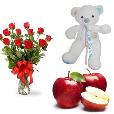 "Letter Shape Red N White Roses Flower Box - code BF03 - Click here to View more details about this Product